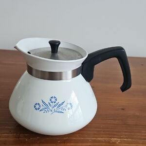 White and Blue Floral Teapot